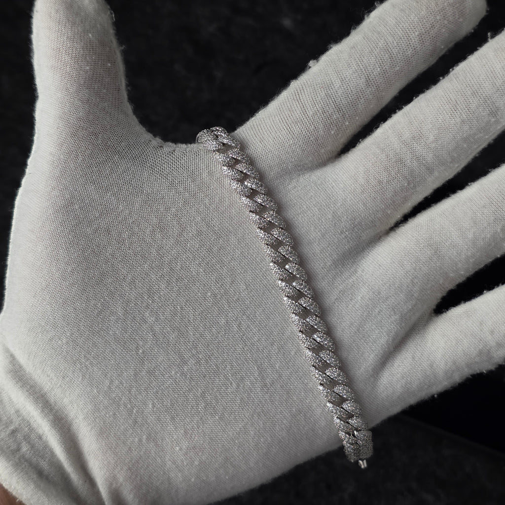Brazalete Pulso Cubano de Plata con Zirconias Cúbicas 8mm