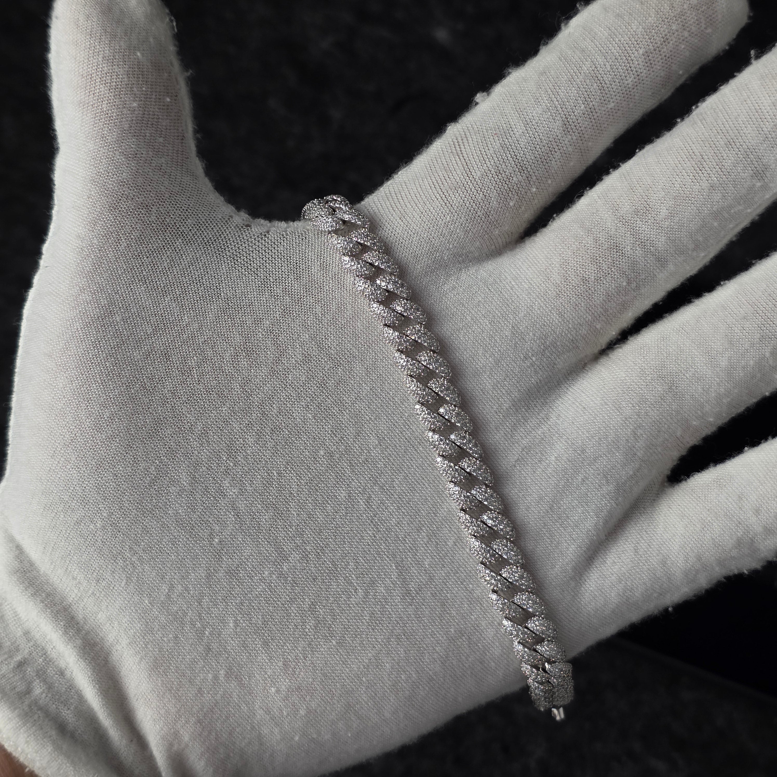 Brazalete Pulso Cubano de Plata con Zirconias Cúbicas 8mm
