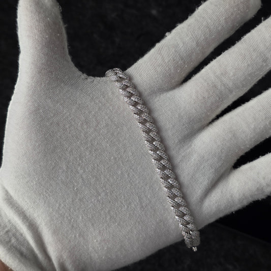 Brazalete Pulso Cubano de Plata con Zirconias Cúbicas 8mm