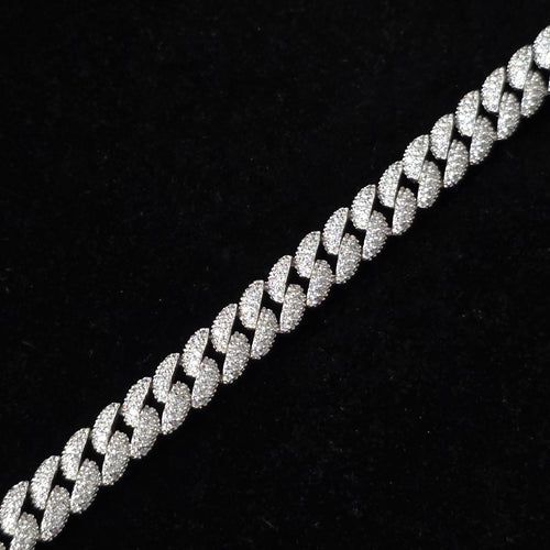 Brazalete Pulso Cubano de Plata con Zirconias Cúbicas 8mm