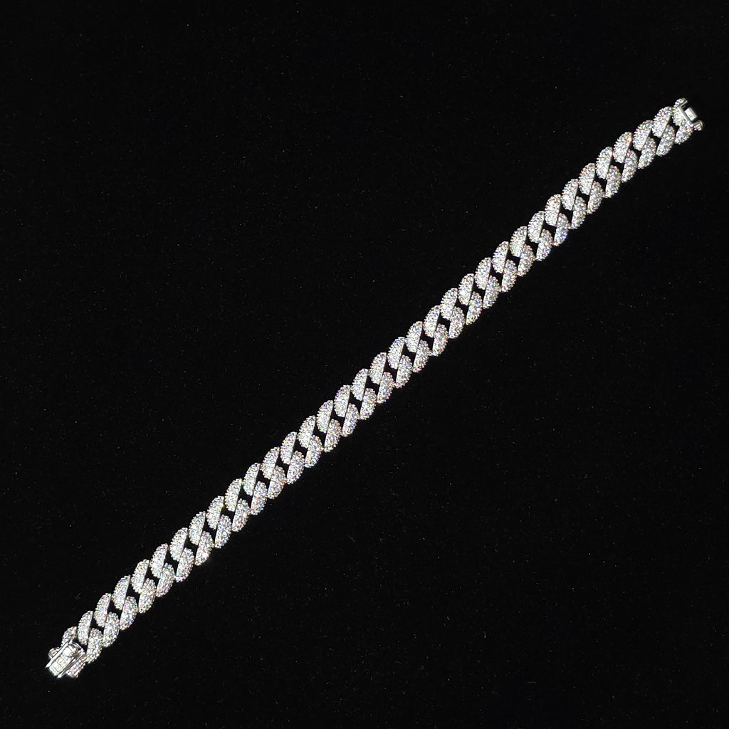 Brazalete Pulso Cubano de Plata con Zirconias Cúbicas 8mm