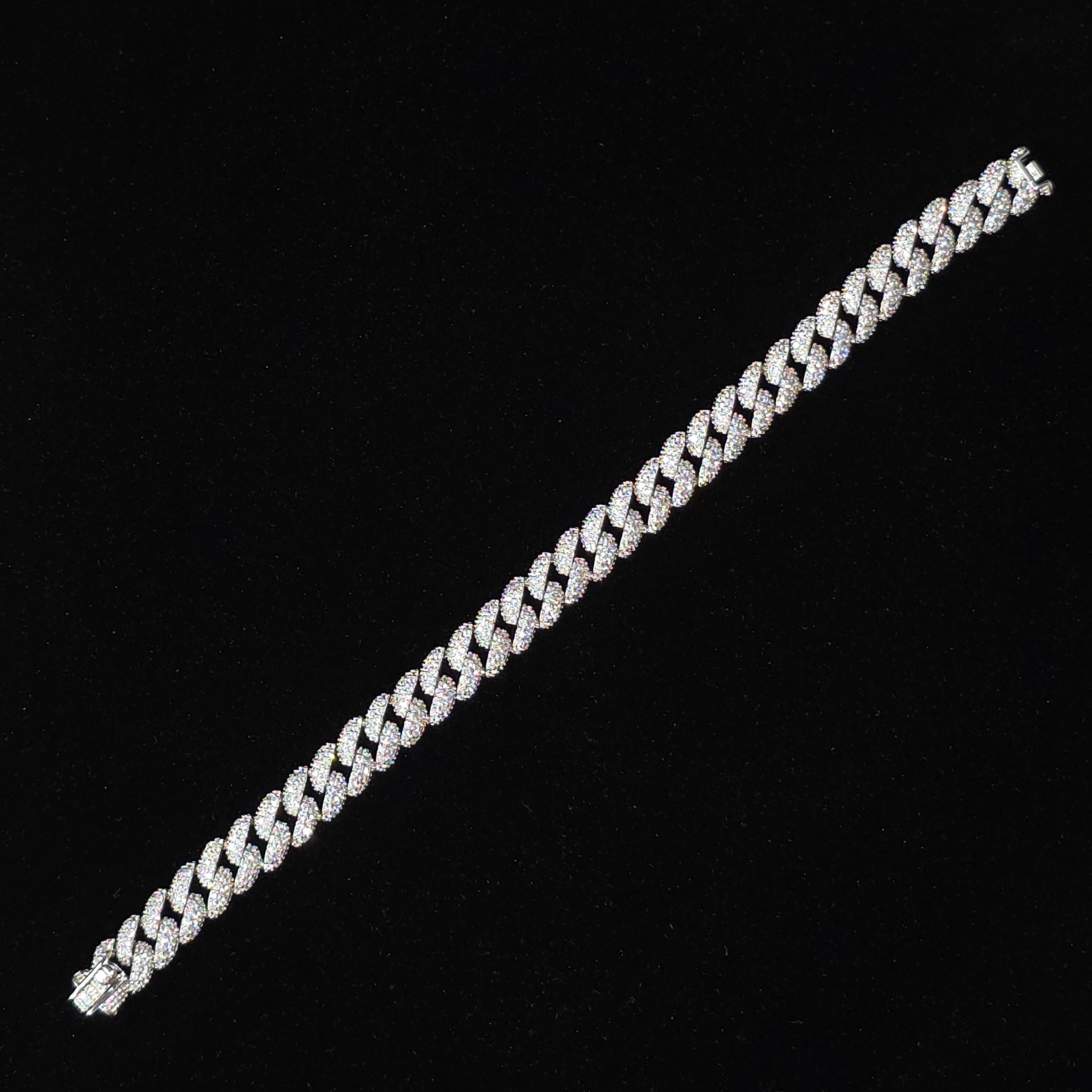 Brazalete Pulso Cubano de Plata con Zirconias Cúbicas 8mm