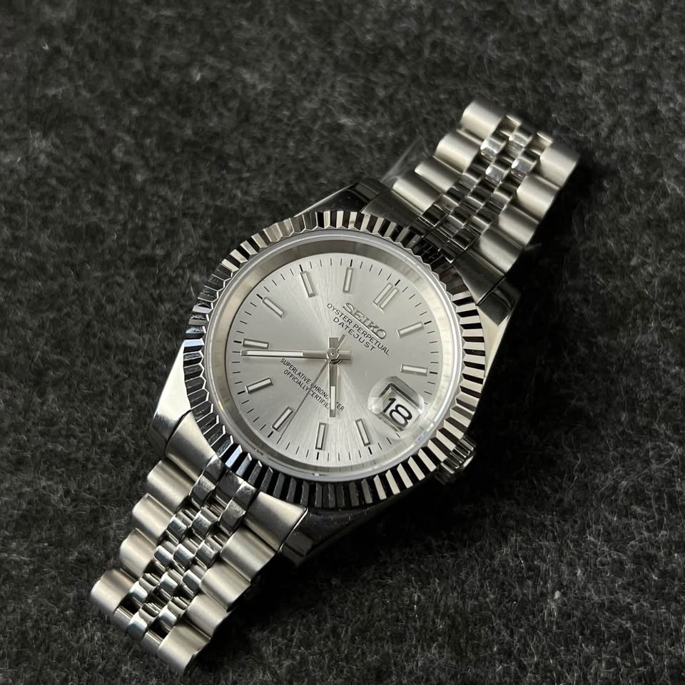 Seiko Mod Datejust Blanco Automatico